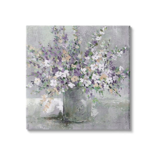 Stupell Industries Blossoming Aster Flower Bouquet Soft Purple Canvas Wall Art